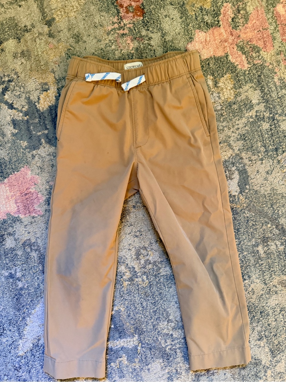 Crewcuts Tan Elastic-Waist Chinos